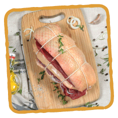 Le rôti de magret de canard au foie gras de la Belvindière